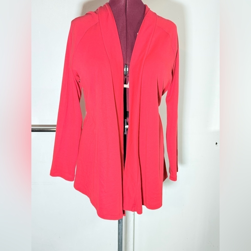 Vibrant Red Open Front Cardigan Size L